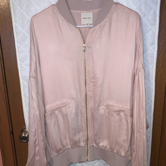 silence + noise  Oversized Bomber Jacket Pink SZ M - Picture 2 of 7